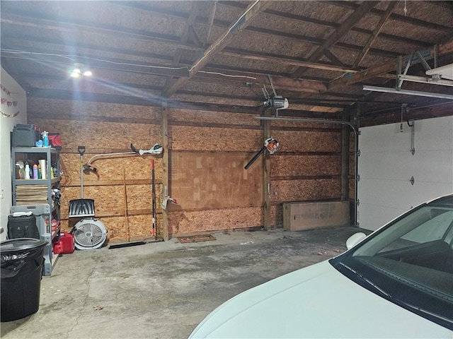 garage with a garage door opener