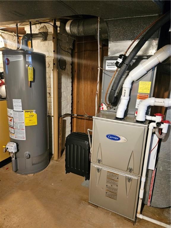 utility room with gas water heater