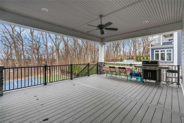 671 Chilliwack Ln, Marshall, PA 16046 - deck featuring ceiling fan and area for grilling