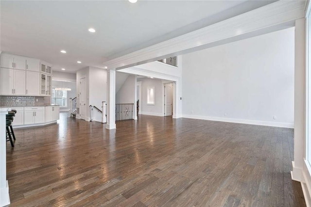 671 Chilliwack Ln, Marshall, PA 16046 - unfurnished living room featuring recessed lighting, baseboards, and dark wood finished floors