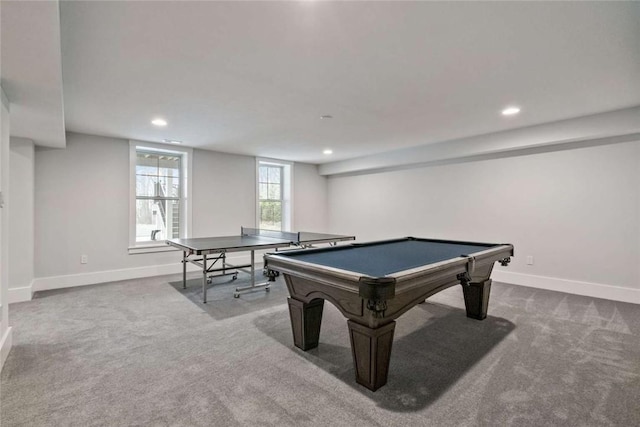 671 Chilliwack Ln, Marshall, PA 16046 - rec room with pool table, recessed lighting, baseboards, and carpet floors