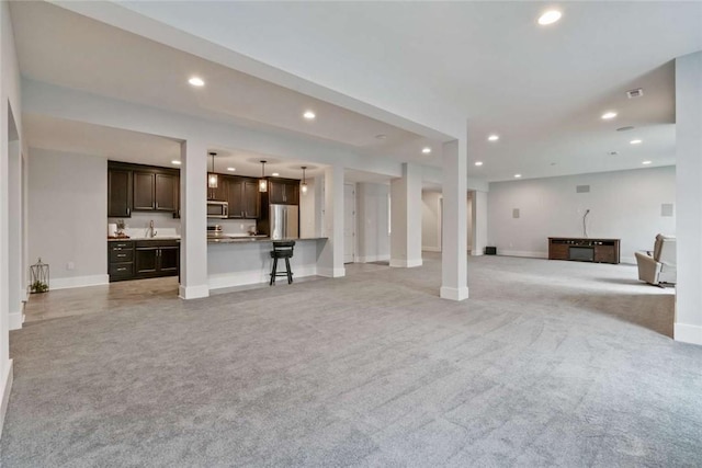 671 Chilliwack Ln, Marshall, PA 16046 - unfurnished living room with recessed lighting, light colored carpet, and baseboards
