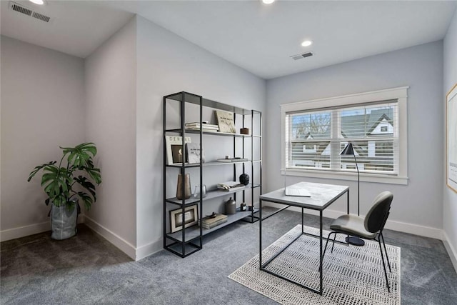 671 Chilliwack Ln, Marshall, PA 16046 - home office with baseboards, carpet, visible vents, and recessed lighting
