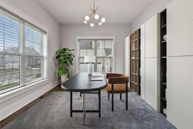 671 Chilliwack Ln, Marshall, PA 16046 - office area featuring an inviting chandelier and visible vents