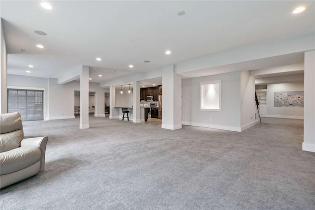671 Chilliwack Ln, Marshall, PA 16046 - basement featuring recessed lighting, light colored carpet, and baseboards