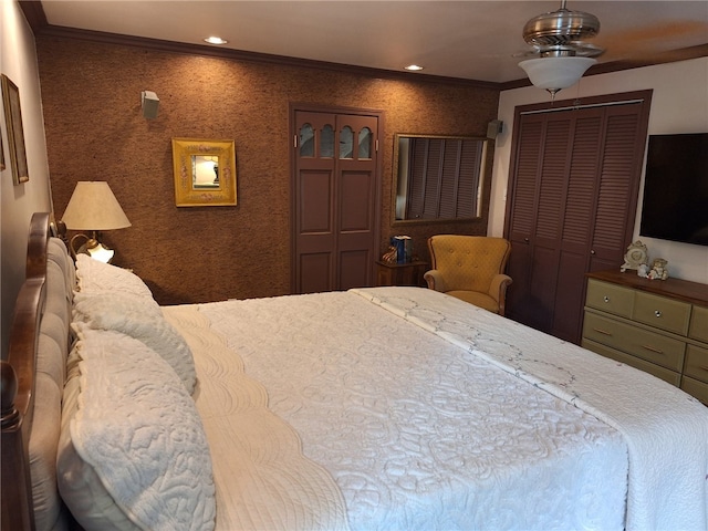 bedroom featuring ornamental molding