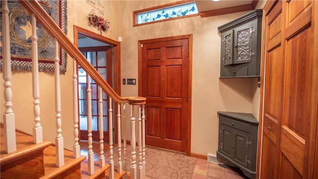 612 Freeport Rd, South Buffalo Twp, PA 16229 - entryway with stairway, baseboards, and light tile patterned floors