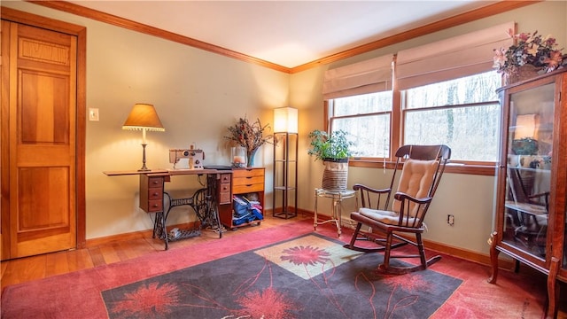 612 Freeport Rd, South Buffalo Twp, PA 16229 - office area featuring ornamental molding, baseboards, and wood finished floors