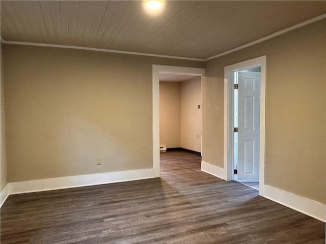 528 3rd St, Charleroi Boro, PA 15022 - spare room with dark wood-style floors, wooden ceiling, baseboards, and ornamental molding
