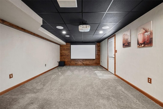 1768 Haflinger Dr, North Huntingdon, PA 15642 - carpeted cinema with wooden walls, baseboards, and a paneled ceiling
