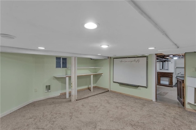 115 Powell St, Wilkins Twp, PA 15112 - finished basement featuring carpet, baseboards, and recessed lighting