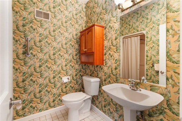 2036 Revere Dr, Connellsville, PA 15425 - half bath featuring wallpapered walls and tile patterned flooring