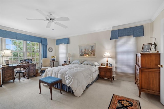 266 Sweet Gum Rd, Harmar, PA 15238 - bedroom featuring light colored carpet, crown molding, and a ceiling fan