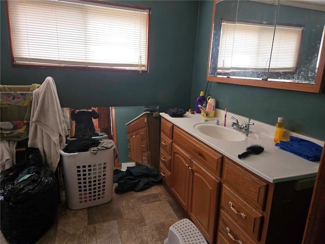 104 Forrest St, Petrolia, PA 16050 - bathroom with vanity and stone finish flooring