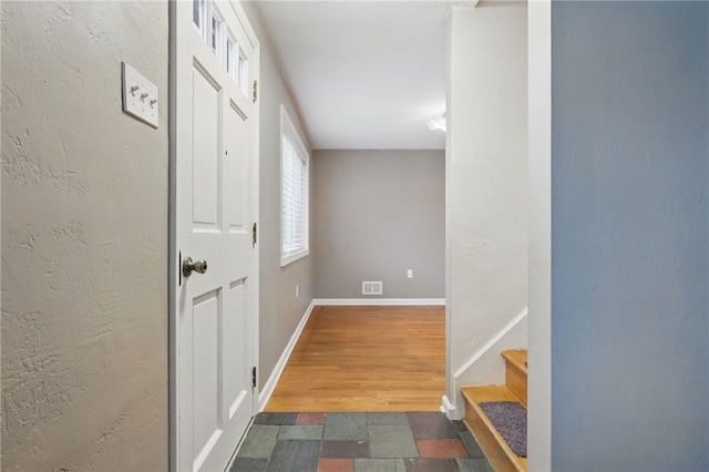130 Shiela Dr, Green Tree, PA 15220 - corridor with baseboards, wood finished floors, and stairs