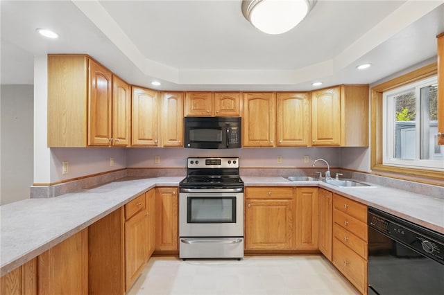 130 Shiela Dr, Green Tree, PA 15220 - kitchen with black appliances, a sink, light countertops, and recessed lighting
