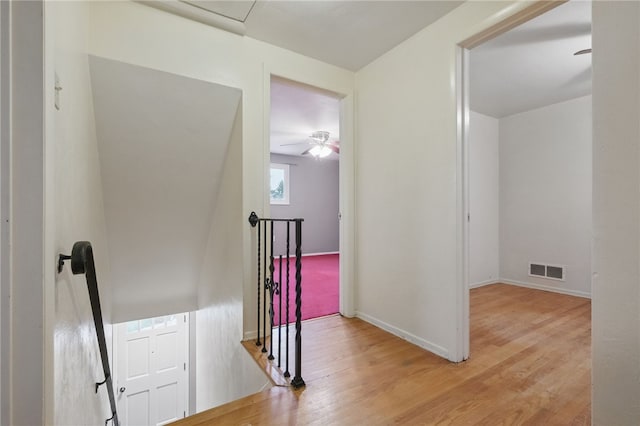 130 Shiela Dr, Green Tree, PA 15220 - hallway with an upstairs landing and light wood-style flooring