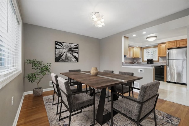 130 Shiela Dr, Green Tree, PA 15220 - dining area with wood finished floors, plenty of natural light, baseboards, and recessed lighting