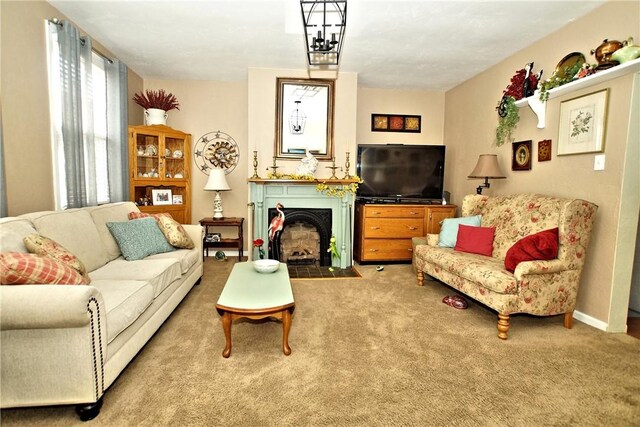 2369 Harrow Rd, Upper St Clair, PA 15241 - living area featuring carpet and a fireplace with flush hearth