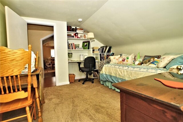 2369 Harrow Rd, Upper St Clair, PA 15241 - carpeted bedroom featuring lofted ceiling and a desk