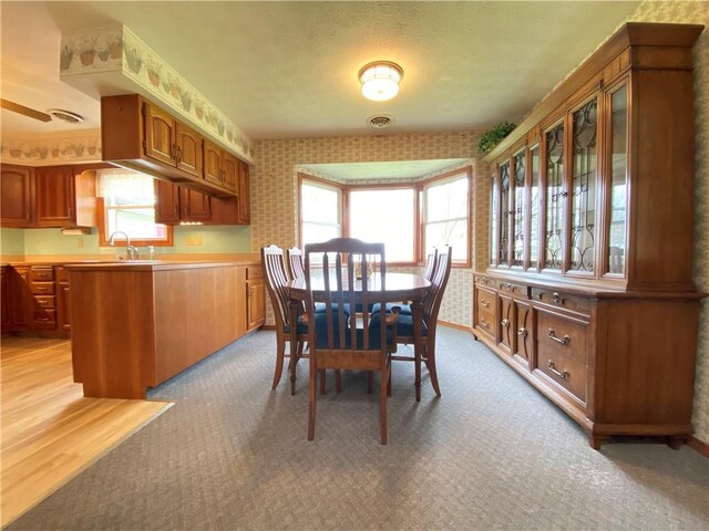 7005 N Dr, Shenango-Cra, PA 16134 - carpeted dining room featuring wallpapered walls and a sink
