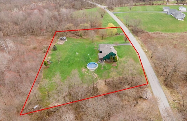 543 Hamburg Rd, Delaware Twp, PA 16154 - overview of rural landscape featuring property boundaries highlighted
