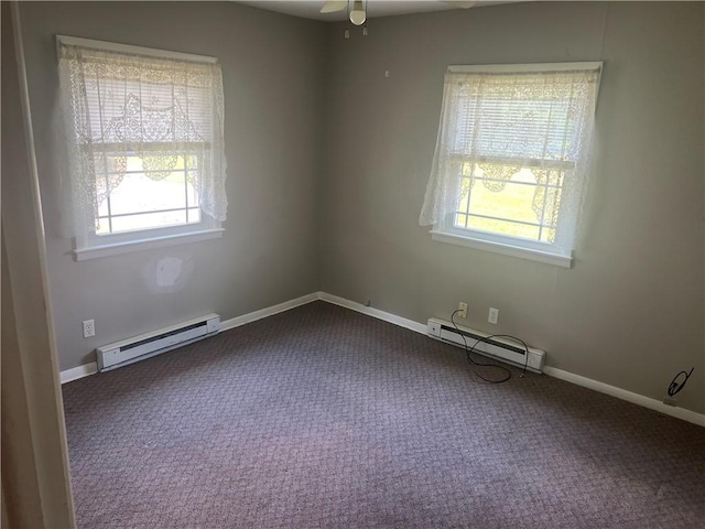 55 Evergreen, West Salem Twp, PA 16125 - spare room with a baseboard heating unit and dark colored carpet