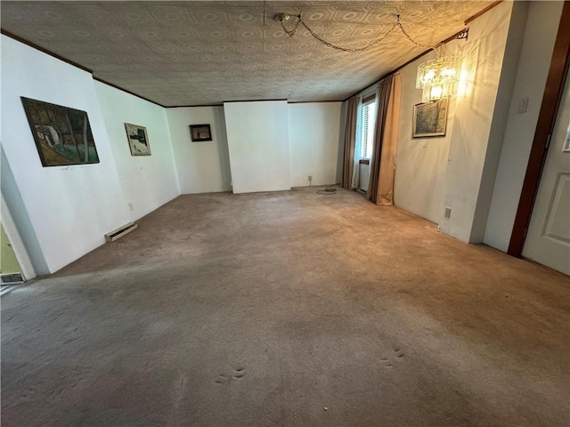 966 Fayette City Rd, Fayette City, PA 15438 - unfurnished room featuring an ornate ceiling, visible vents, and light carpet
