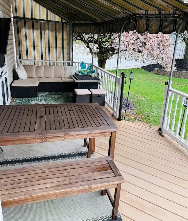 5 Trotwood Cir, North Strabane, PA 15317 - deck featuring an outdoor hangout area and a lawn