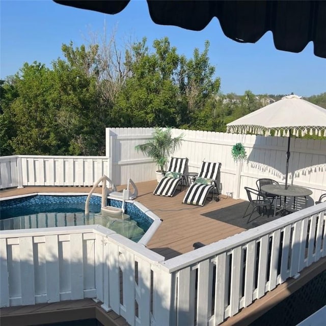 5 Trotwood Cir, North Strabane, PA 15317 - view of pool with fence, a deck, and outdoor dining space