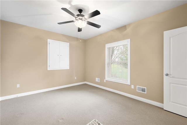 1728 Waterleaf Dr, Franklin Park, PA 15143 - empty room with ceiling fan, baseboards, carpet, and visible vents