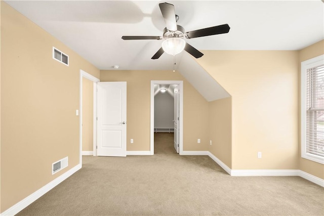 1728 Waterleaf Dr, Franklin Park, PA 15143 - bonus room featuring light carpet, baseboards, a ceiling fan, and visible vents