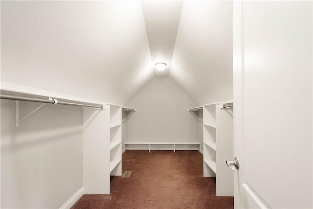 1728 Waterleaf Dr, Franklin Park, PA 15143 - walk in closet featuring lofted ceiling, visible vents, and carpet floors