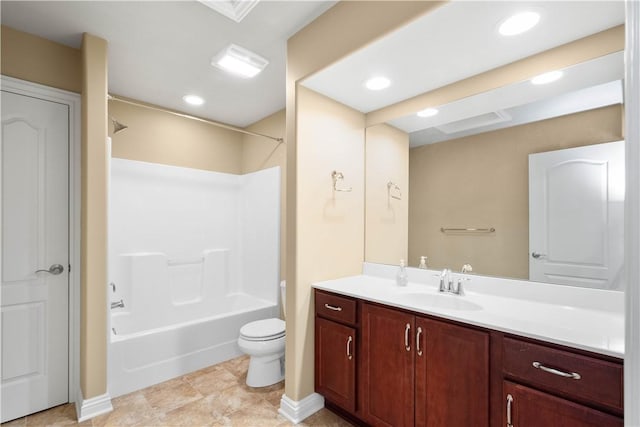 1728 Waterleaf Dr, Franklin Park, PA 15143 - bathroom with recessed lighting, vanity, shower / tub combination, and toilet