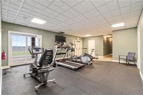 804 Sheriffs Ct, Peters Twp, PA 15317 - gym featuring a paneled ceiling and baseboards