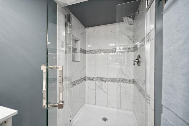 bathroom featuring a stall shower