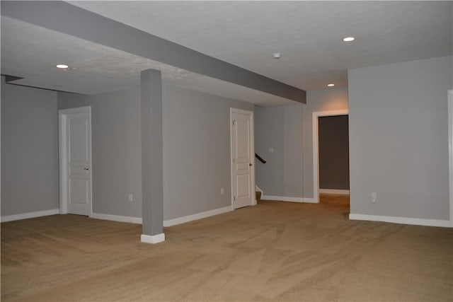 395 Wealdstone Rd, Cranberry Twp, PA 16066 - finished basement featuring light carpet, recessed lighting, and stairway