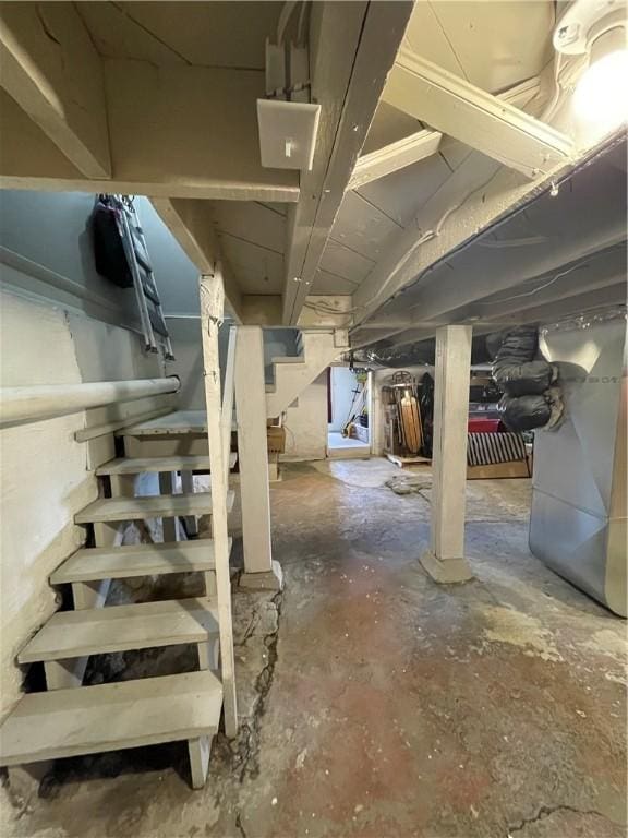 unfinished below grade area with stairs