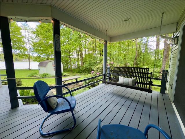 788 Latonka Dr, Coolspring Twp, PA 16137 - wooden terrace with a water view