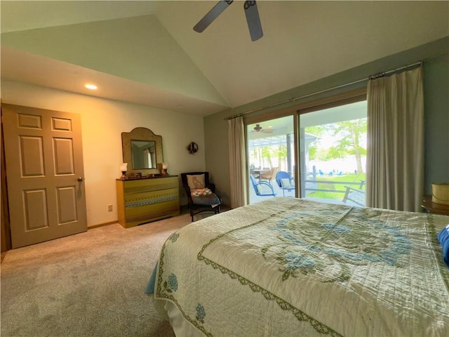 788 Latonka Dr, Coolspring Twp, PA 16137 - bedroom featuring carpet, vaulted ceiling, access to outside, a ceiling fan, and recessed lighting
