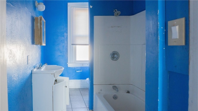 215 Radcliffe St, Esplen, PA 15204 - bathroom featuring vanity, a textured wall, tile patterned flooring, bathing tub / shower combination, and toilet