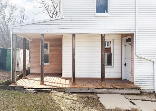exterior space featuring a wooden deck