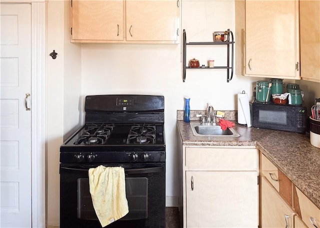 kitchen with a sink and black appliances