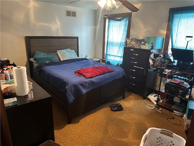 555 Farnsworth Ave, Clairton, PA 15025 - bedroom with light colored carpet, a ceiling fan, and visible vents