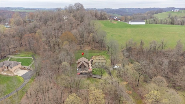 bird's eye view with a rural view