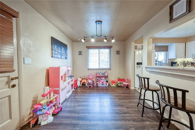 428 Brunner, Monroeville, PA 15146 - rec room with a textured wall and dark wood-style floors