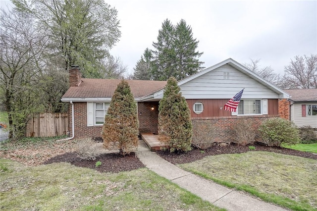 428 Brunner, Monroeville, PA 15146 - single story home with a chimney, a front yard, fence, and brick siding