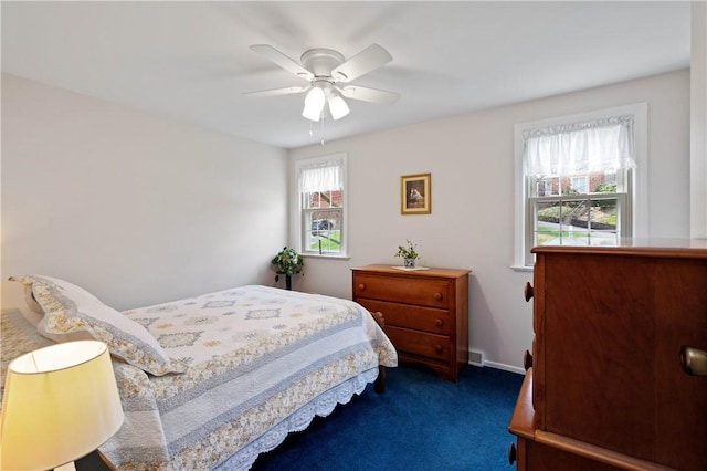 1171 Fox Terrier Dr, Bethel Park, PA 15102 - bedroom with ceiling fan, dark colored carpet, and baseboards