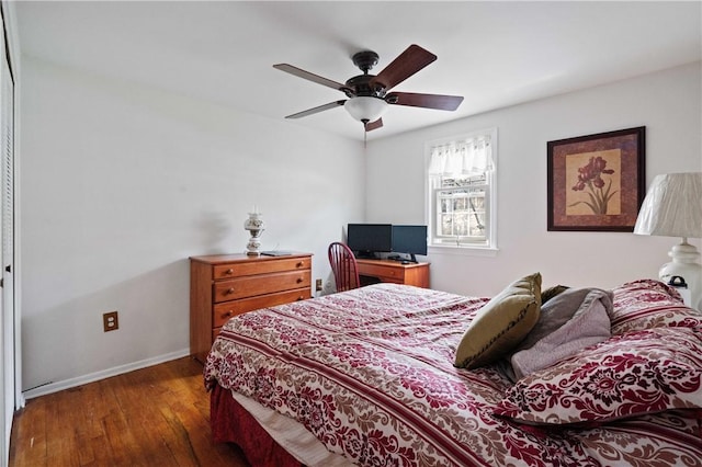 1171 Fox Terrier Dr, Bethel Park, PA 15102 - bedroom featuring wood-type flooring, baseboards, and ceiling fan