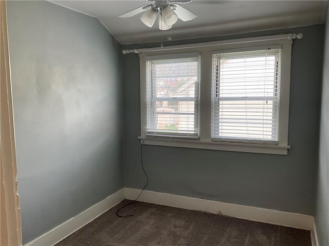913 Russellwood Ave, Mckees Rocks, PA 15136 - unfurnished room with ceiling fan, dark colored carpet, and baseboards